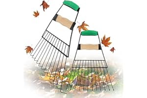 Hortem Steel Leaf Grabber Heavy Duty, Sturdy Garden Leaf Scoops for Picking Up Leaves , Large Leaf Claws Hand Rakes for Greater Pickup Capacity