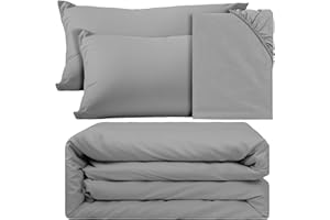 BESCH Juego de Funda Nordica 100% Microfibra de Poliester Suave 4 Piezas - Juego de Funda Edredónes 220x240cm y con 2 Funda de Almohada 50x75cm (Gris Oscuro)