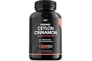 ALPHA01 Biologische Ceylon-Zimt 1200mg - 100% Sri Lanka Ceylon-Zimt - gentechnikfrei, glutenfrei, 90 vegane Kapseln