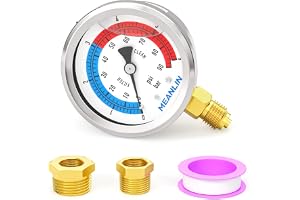 MEANLIN MEASURE 0–6 bar/0–90 psi 1/4 tum BSP manometer med 2-tums urtavla, glyceringfylld, poolfilter, hölje av rostfritt stå