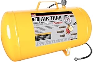 Performance Tool W10011 Hi-viz 11-Gallon Horizontal Portable Air Tank with Tire Air Chuck