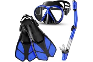 Smyidel Set di boccaglio,Set per Snorkeling e Immersioni, Maschera Subacquea + Pinne + Tubo Respiratore + Sacca da Trasporto, Unisex Kit Maschera Nuoto per Adulti Adolescenti