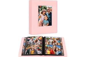 NISELITY Álbum de fotos de 272 bolsillos 13 x 18, álbum de fotos de 13 x 18 páginas interiores negras con cubierta de piel de gran capacidad y ventana frontal para fotos de familia, boda y niño (rosa)