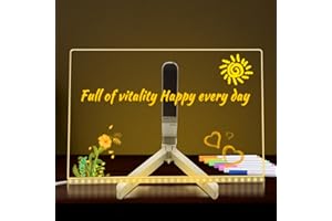 ANGOZO Led Message Board,Led Note Board with Colors,30x20cm Light Up Message Board with 7 Colors Pen/Stand,Acrylic Led Drawing Board,for Child School Arts Doodle,Home,Office,Bar,Cafe,Desktop Note Memo