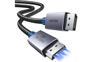 UGREEN 16K Displayport Kabel 2.1 16K 10K 60Hz 8K 120Hz 4K 240Hz 165Hz 144Hz, DP kabel 80Gbps mit HDR, FreeSync, G-Sync, DSC 1.2a, HDCP 2.2 für PC, HDTV, Gaming Monitor (2M)