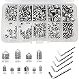 290 Pcs Cone Point Grub Screws Mixed, Assorted Stainless Steel Metric Threads Socket Screws, M3 M4 M5 M6 M8 Assortment with 5 Pcs Socket Allen Key