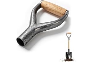 Spadhandtag med trägrepp, Y-format 31 cm inre diameter järn ersättning spadhandtag handskydd trädgårdstillbehör för grävverktyg
