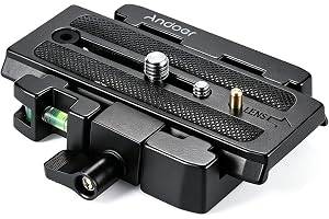 Andoer Quick Release Clamp Adapter med snabbkopplingsplatta | Aluminiumlegering kompatibel med Manfrotto 501 500AH 701HDV 503