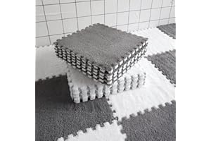 WMYYLX 10/20 piastrelle in schiuma a incastro per tappeti, 30 x 30 cm, con bordo per soggiorno/camera da letto (10 pezzi grigio+10 pezzi bianchi)