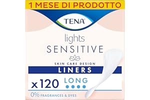 TENA Lights Sensitive - Proteggi-slip lungo, Pacco Scorta Mensile - Proteggi-slip per piccole perdite femminili, discreti e confortevoli, 6 confezioni x 20 pezzi