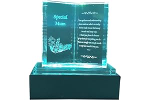 ONLINE STREET Special Mum Crystal Glass Colourfull Lights Memorial Plaque with LED Stand Gift Ornaments, Ideal for Mother's Day, Birthday, Christmas and Wedding Anniversary