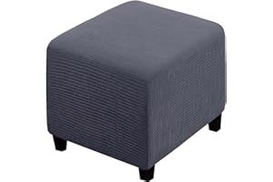 ELYSYSRL Stretch Square Ottoman Cover Slipcovers Jacquard Ottoman Footstool Protect Cover Waterproof Non Slip Foot Rest Cover With Elastic Bottom Machine Washable (Color : #2, Size : 50x50cm/20x20in)