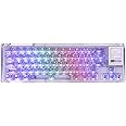 KiiBoom Phantom 64 60% Gasket Mechanical Keyboard with 1.54’’ LCD Display Screen, BT5.0/2.4GHz/USB-C Transparent Keyboard with Sound Dampening Foam, RGB Backlits, 4000mAh Battery for Win/Mac (Purple)