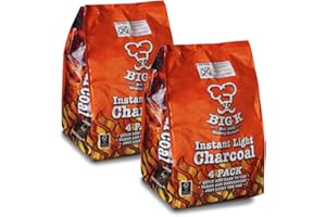 The Chemical Hut 8KG (X8, 1KG bags) of Instant Light The Bag BBQ Charcoal for Stoves BBQs Burner - Comes Anti-Bacterial Pen!