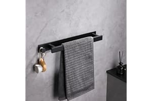 NOA HOME DECO Portasciugamani Nero Senza Fori per Bagno e Soggiorno, Portasciugamani da Parete in Acciaio Inossidabile Opaco, Lunghezza 40 cm