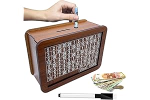 Lithyc Sparbox - Spardose Holz - Spardose mit Ziel für Erwachsene und Kinder Geeignet, Wiederverwendbare Spardose mit Sparziel Und Ankreuzbarer Zahl (1.000 €)