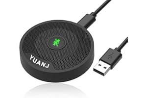 Yuanj Micrófono USB para Conferencia, Reconocimiento de Voz de 360 Grados Microfono para PC, Micrófono Plug & Play, Compatible con Mac OS Windows 7/8/10, para videoconferencia, Clase en línea, Skype