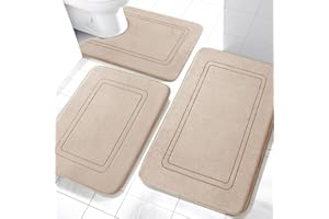 chakme 3-częściowy zestaw dywaników łazienkowych, miękka pianka z pamięcią kształtu, dywanik łazienkowy w kształcie litery U, antypoślizgowy, nadaje się do prania, zestaw dywaników łazienkowych,