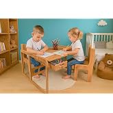 pratikoutdoor İki Kişilik &Ccedil;ekmeceli Ahşap &Ccedil;ocuk Oyun &amp; Aktivite Masa ve Sandalye Takımı - 18mm Ceviz Renk MDF