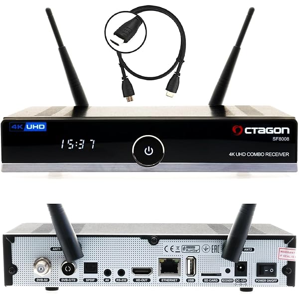 Octagon SX88 4K UHD S2+IP – Récepteur Satellite H.265 HEVC, WiFi 150 Mbit/s, YouTube, Multiroom, VOD, HDMI EasyMouse Inclus