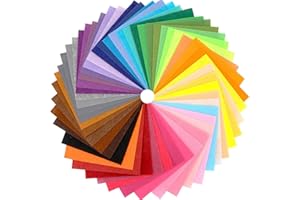 RENKE 50 Pcs Polyester Felt Sheet(15 x 15 cm)，Pieces of DIY Fabric Crafts Sewing Patches, Colorful Soft Felt Fabric, DIY Production of FELTCrafts