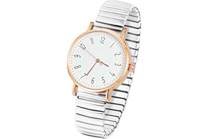 AOOSU Women's Elastic Strap Watches, Womens Watches Large Face Clear Arabic Numerals Analog Quartz Wrist Watch for Women Easy Reader Comfortable Stretch Expansion Band Ladies Wratch