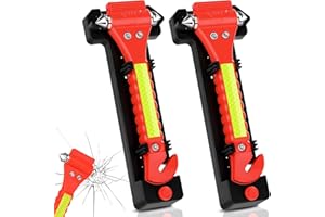 NEUTYPECHIC 2 Stück Notfallhammer Auto mit Gurtschneider 2 in 1, Sicherheitshammer mit Gurtschneider Schnelles Schneiden, Nothammer Auto Nachtreflexionsstreifen, Fenster Rettungshammer für Busse, LKW