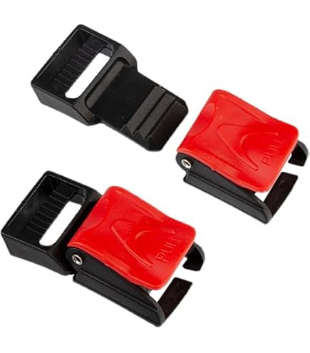 KIMISS Helmschnalle Schnellverschluss 3-teilig - Speed Clip Für Motorradhelm | Schwarz/Rot