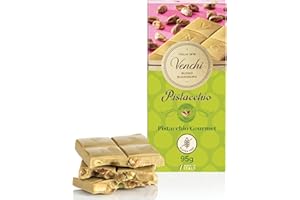 Venchi - Tableta de Chocolate Gourmet de Pistacho, Chocolate Blanco con Pasta de Pistacho y Pistachos Enteros Crujientes, 100 g, Sin Gluten, Sin Colorantes y Sin Conservantes