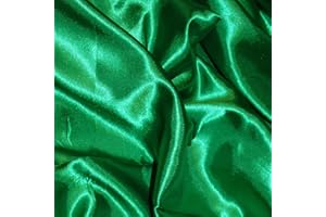 DISCOUNT FABRICS LTD Emerald Green Silky Satin Fabric by The Meter Polyester 150cm 60 Inch Wide