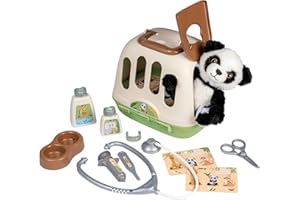 Smoby - Mallette Vétérinaire 2 en 1 - Cage de Transport - Peluche Panda Incluse - Nombreux Accessoires - Facilement Transportable - A Partir de 3 Ans - Fabrication Française