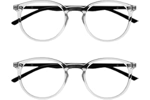 ‎OPULIZE Opulize Met-Brille Blaulichtfilter 2er Pack Schlank Runder Rahmen Federscharniere Verbessert Schlaf Computerbrille Gaming Entspiege Transparent Herren Damen BB60-C +0.00