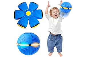 BRTNUP Magic Metaball,Children's Bouncing Ball,Jumping Balls with 6 Light,Flying Saucer,Dual Form Freely Switchable,Parent-Child Interaction Toy Game,Gifts for Teen Boys (Blue)