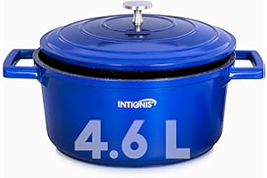 INTIGNIS Premium 24cm/ 4.6L Non Stick Casserole Dish with Lid - Versatile Oven to Hob Heavy Duty - Induction Ready, German Greblon Coating for Chemical Free Cooking - Blue