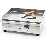Jocca - Teppanyaki Professional Stainless Steel Electric Griddle | 39.6 &times; 26 cm | Thermal Control up to 572&deg;F | 8 Programs |