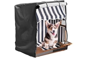 KEKAFU Hundestrandkorb Schutzhülle, Hundestrandkorb Abdeckhaube, Schutzhülle für strandkorb hund/hunde strandkorb Wasserdicht mit Doppeltem Reißverschluss, 420D Oxford Gewebe -Schwarz (85*75*100cm)