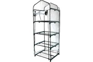 PRADICHI 4 Tier Greenhouse for Indoor & Outdoor Gardening | Sturdy Steel Frame & Clear PVC Cover | Perfect for Growing Vegetables, Flowers, Herbs, and Seedlings