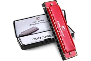 Conjurer Blues Mundharmonika C-Dur Anfänger& Kinder Blues Harp C 10-Loch Diatonische Harmonika Instrument Muntamonika mit hochwertigen Messing Stimmzungen und Hervorragender Klang, 1001 C Dur, Rot