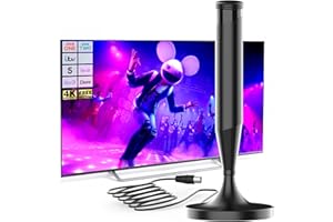 ATOMDREAM TECH Indoor TV Aerial for Smart TV – Magnetic Base Freeview HD Antenna – 360° Reception, Supports 4K/DVB-T2 Channels – Easy Installation with 5M Coaxial Cable