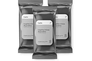 Carlo & Carla (ex Essuie-Fraise) – Lingettes intimes homme – Sélection congrès urologues – 100% biodégradables – Hygiène masculine bio et naturelle – 42 lingettes (3 paquets capot hermétique de 14)