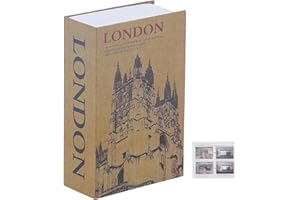 TISSTING Caja Fuerte Libro con Combinación, 18 x 12 x 5,5 cm ​​Caja De Seguridad en Forma de Libro de Londres, Secretos Caja de Almacenamiento con Cerradura para Efectivo Joyería