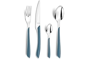 AMEFA - Ménagère 24 couverts de table pour 6 personnes - Eclat - Acier inoxydable 18/0, Finition Brillante - Bleu Denim