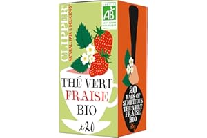 CLIPPER - Thé Vert Bio Fraise - Sumptuous - Issu du Commerce Équitable - 20 sachets de Thé Bio - 1 paquet
