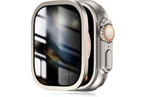 XIIORE Folia ochronna do zegarka Apple Watch Ultra, Apple Watch Ultra 2 49 mm, antyszpiegowska, rama ze stopu tytanu ze szkłem hartowanym 9h, ultracienka, odporna na zarysowania, bez pęcherzyków