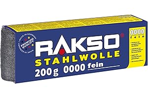 RAKSO Stahlwolle extrafein 0000-200g, 1 Banderole, poliert gewachstes Holz, Kupfer, Messing, mattiert Oberflächen, säubert Glas