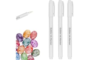 RYNVARL 3 Rotulador Comestible Blanco – Marcador de Tinta Comestible para Chocolate, Galletas, Fondant y Tartas – Especial para Superficies Oscuras – Decoración Segura en Blanco