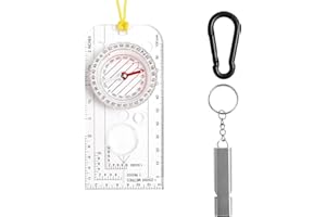 ANSD Navigation Compass, Portable Walking Compass, with Adjustable Yellow Lanyard, Emergency Whistle, Clear Waterproof Orienteering Compass Boy Scout Compass,for Expedition Map Reading,Navigation