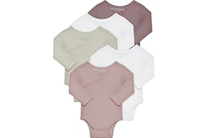 Kindsgard Wickelbody langarm „trunder“ – 5er-Pack aus Ripp-Baumwolle – OEKO-TEX zertifiziert – weich, dehnbar & atmungsaktiv – Baby Body mit Druckknöpfen