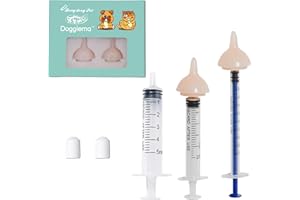 Bubble milk bowl Biberons pour Chatons et Chiots, biberons pour Animaux Nouveau-nés avec tétines de Rechange, Ensemble de biberons pour Animaux de Compagnie (2 Mini Rose Nipple+2 Syringes)