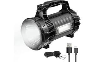 ERAY Torcia LED Potente Ricaricabile, Torcia LED Alta Potenza con 8 Modalità/IP65 Impermeabile/1200 Lumen, Portatile Flashlight Emergenza SOS per Campeggio/Trekking/Emergenze